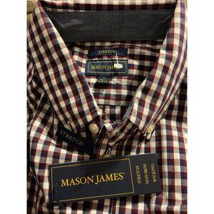 Mason James Stretch Button Up Shirt Red White And Blue Checkered Men’s Large